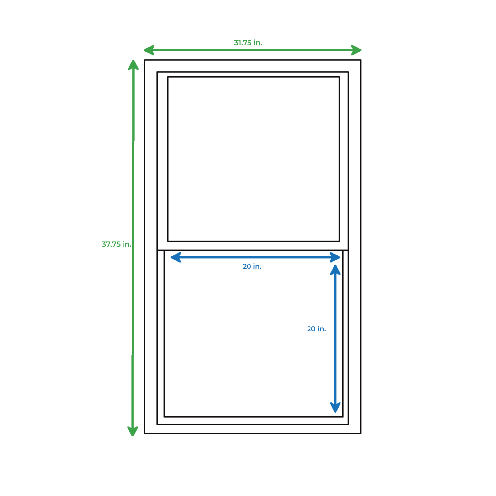 slide 5 of 6, RELIABILT 3201 Series 31-3/4-in x 37-3/4-in White Exterior White Interior Vinyl Replacement Double Hung Window Low-E argon Double Pane Glass (Half Screen Included), 1 ct