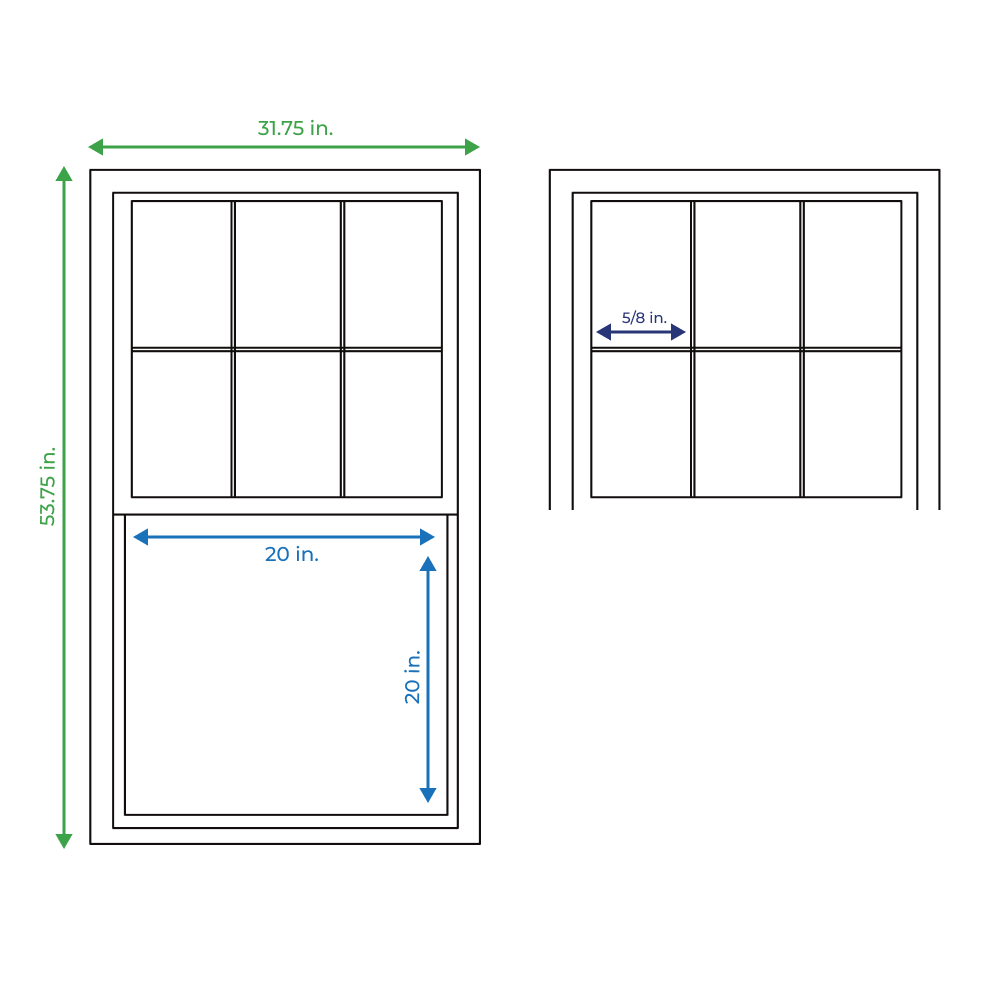 slide 4 of 6, RELIABILT 3201 Series 31-3/4-in x 53-3/4-in White Exterior White Interior Vinyl Replacement Double Hung Window Low-E argon Double Pane Glass with Grids (Half Screen Included), 1 ct