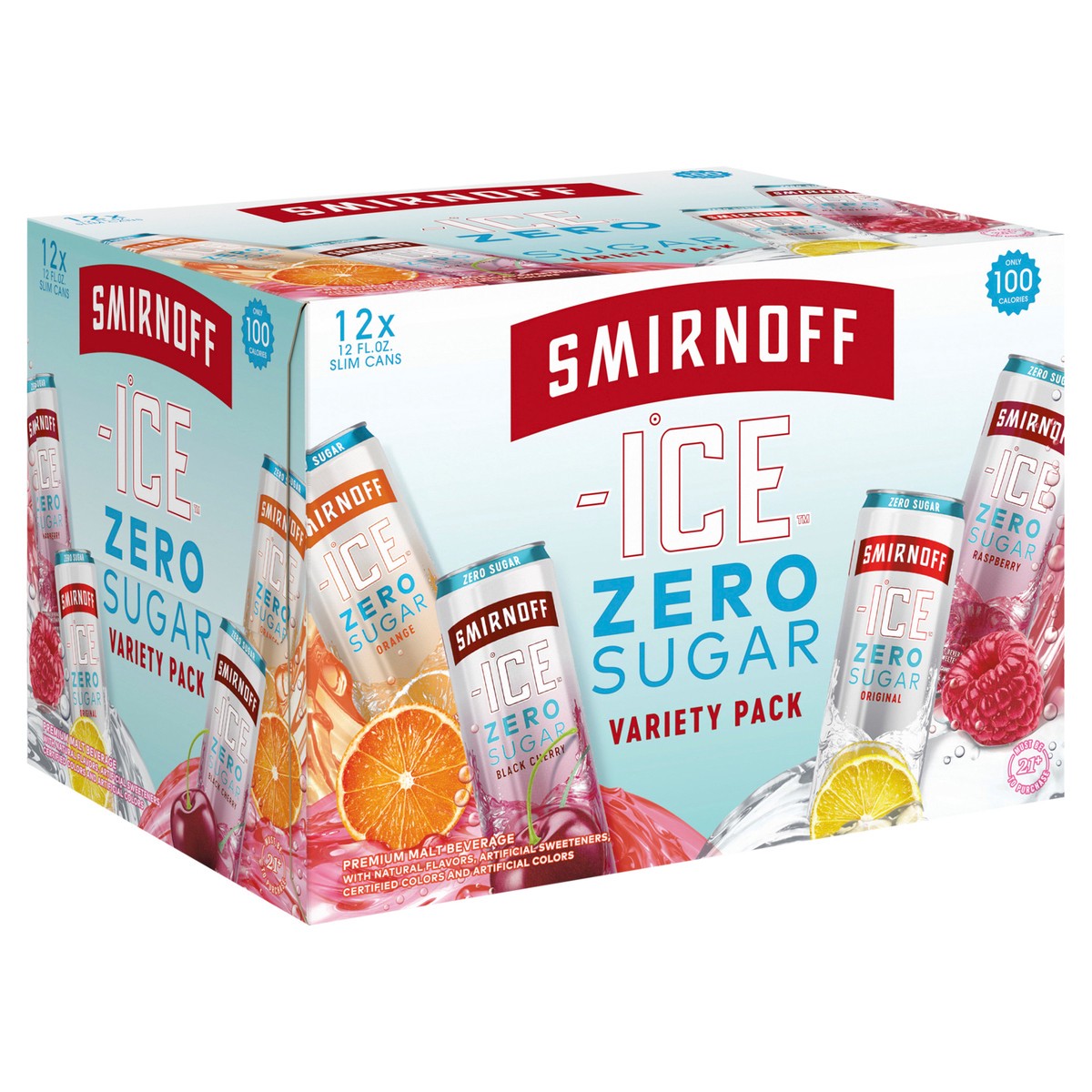 slide 2 of 7, Smirnoff Ice Zero Sugar 12 Pack Variety Pack Beer 12 ea, 12 ct; 12 oz
