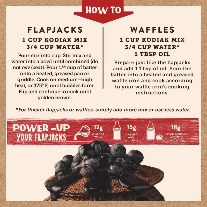 slide 6 of 8, Kodiak Cakes Kodiak Protein-Packed Flapjack & Waffle Mix Dark Chocolate - 18oz, 18 oz