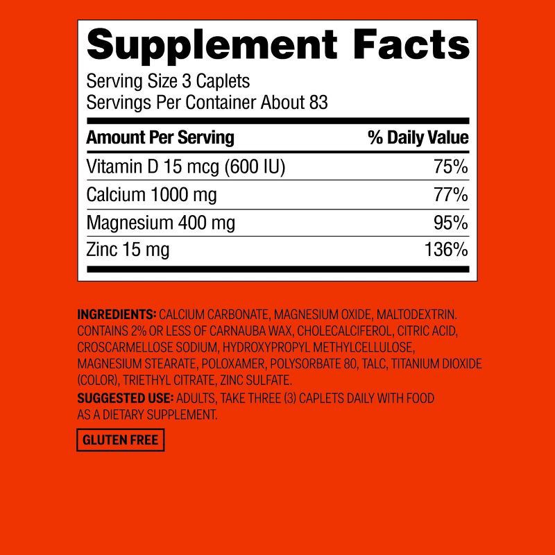 slide 5 of 5, Calcium Magnesium & Zinc Dietary Supplement Coated Caplets - 250ct - up&up™, 250 ct