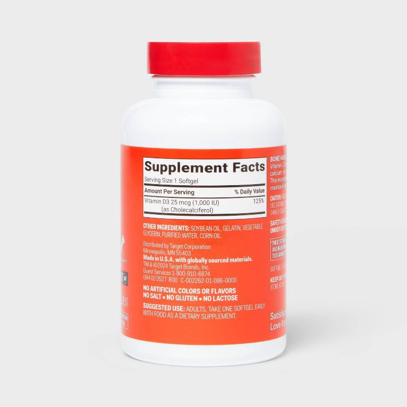 slide 3 of 5, Vitamin D3 Bone Health Dietary Supplement Softgels - 500ct - up&up™, 500 ct