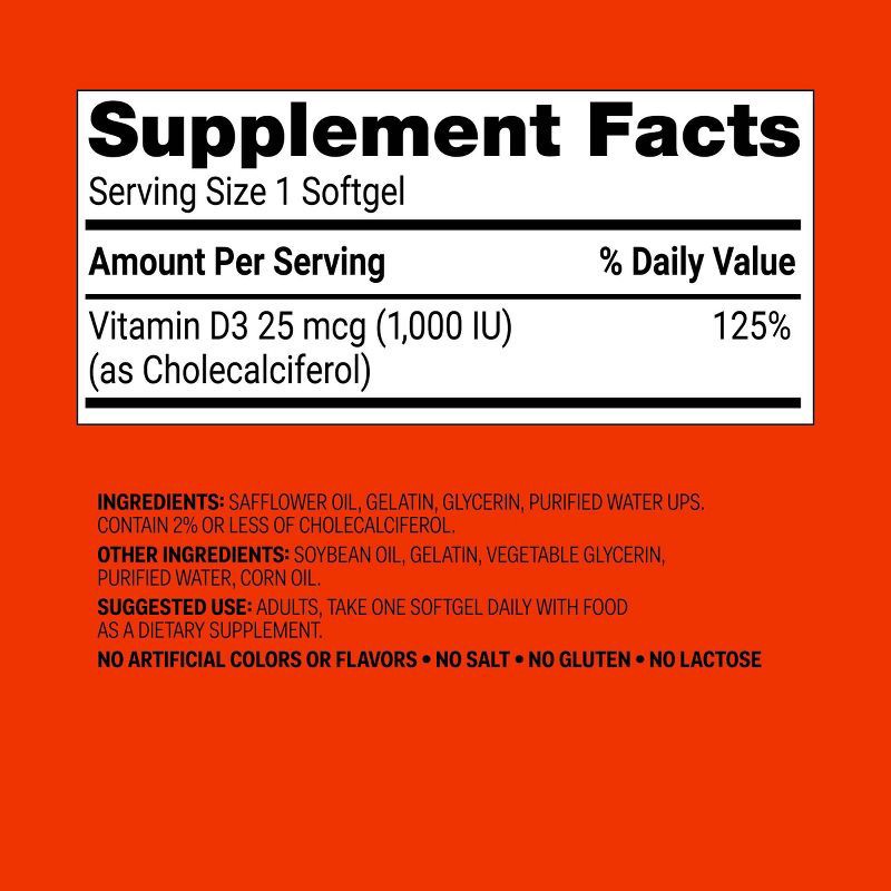 slide 5 of 5, Vitamin D3 Bone Health Dietary Supplement Softgels - 500ct - up&up™, 500 ct
