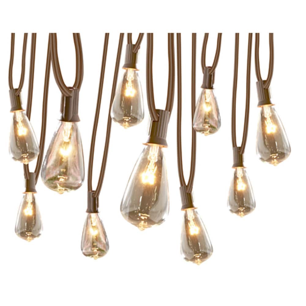 slide 5 of 6, allen + roth 13-ft Plug-in Brown Outdoor String Light with 10 White -Light Incandescent Edison Bulbs, 1 ct