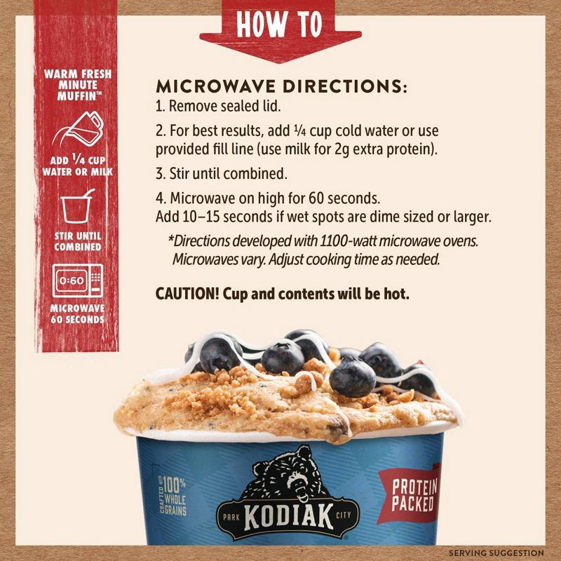 slide 5 of 7, Kodiak Cakes Protein-Packed Single-Serve Muffin Cup Blueberry - 2.29oz, 2.29 oz