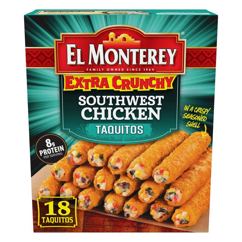 slide 1 of 8, El Monterey Southwest Chicken Extra Crunchy Frozen Taquitos - 20.7oz/18ct, 20.7 oz, 18 ct