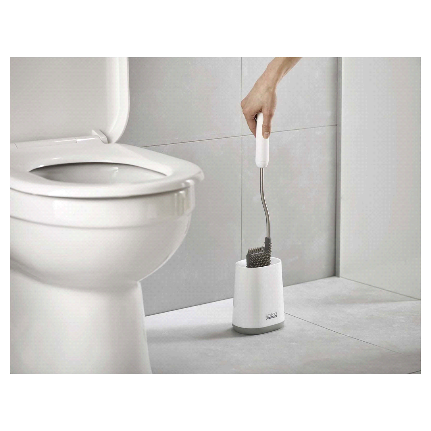 slide 4 of 4, Joseph Joseph Flex Lite Toilet Brush with holder - Grey/White, 1 ct
