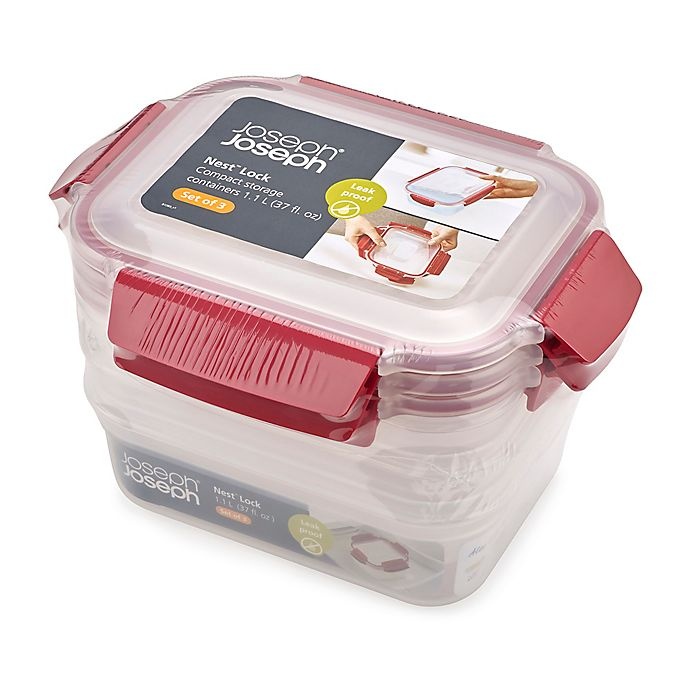 slide 3 of 3, Joseph Joseph Nest Lock 37 oz. Food Storage Set - Red, 6 ct