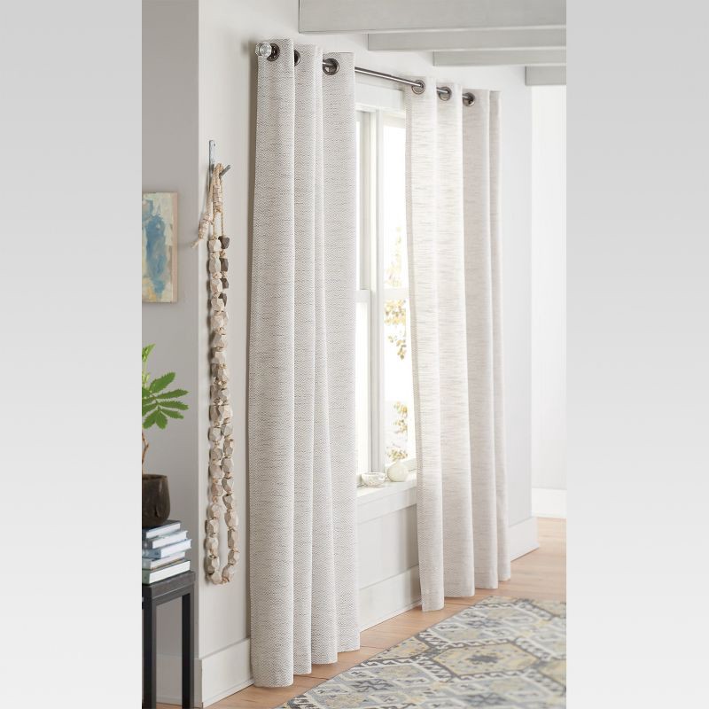 slide 2 of 3, 54"x84" Light Filtering Diamond Weave Window Curtain Panel Gray - Threshold™: Cotton, UV Protection, Grommet Top, 1 ct