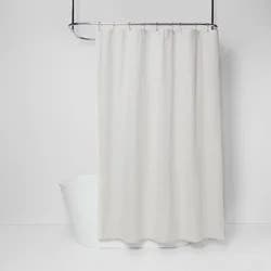 Subtle Striped Textured Shower Curtain Off-White - Threshold™: Cotton Fabric, Machine Washable, Buttonhole Top