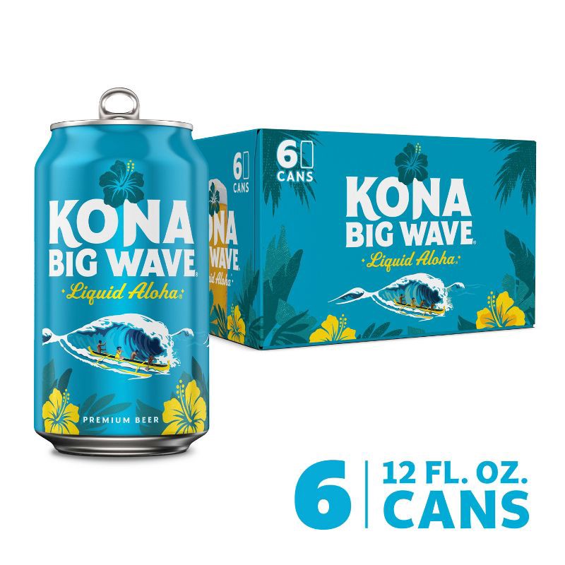 slide 2 of 8, Kona Brewing Co. Kona Big Wave Golden Ale Beer - 6pk/12 fl oz Cans, 6 ct; 12 fl oz