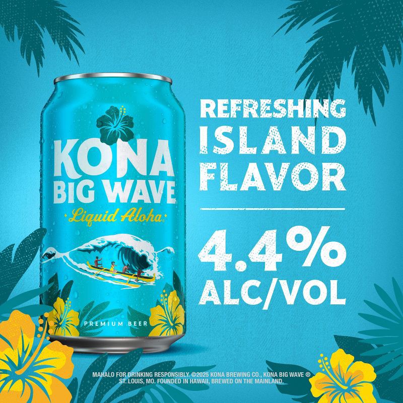 slide 3 of 8, Kona Brewing Co. Kona Big Wave Golden Ale Beer - 6pk/12 fl oz Cans, 6 ct; 12 fl oz