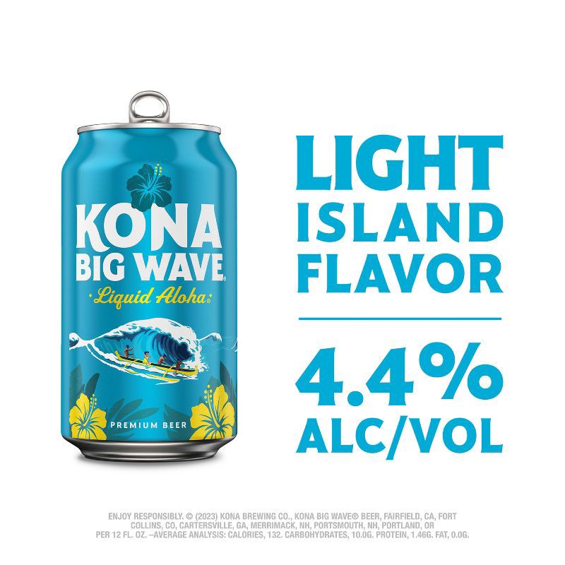 slide 3 of 10, Kona Brewing Co. Kona Big Wave Golden Ale Beer - 12pk/12 fl oz Cans, 12 ct; 12 fl oz