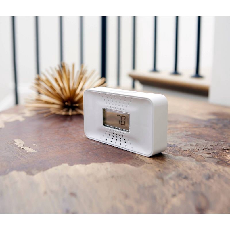 slide 6 of 7, First Alert CO710 Carbon Monoxide Detector with Digital Temperature Display: 10-Year Warranty, Lithium Battery, White, 1 ct