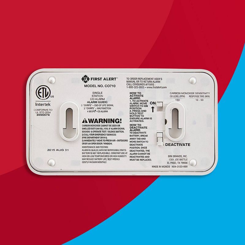 slide 7 of 7, First Alert CO710 Carbon Monoxide Detector with Digital Temperature Display: 10-Year Warranty, Lithium Battery, White, 1 ct