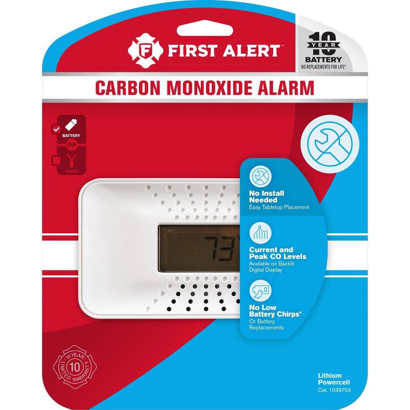 slide 1 of 7, First Alert CO710 Carbon Monoxide Detector with Digital Temperature Display, 1 ct