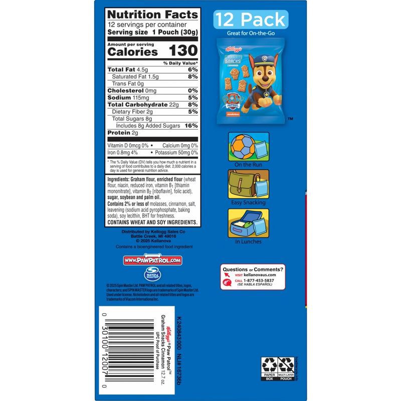 slide 2 of 11, Kellogg's Snacks Paw Patrol Grahams Snack Pack - 12.7oz/12ct, 12.7 oz, 12 ct