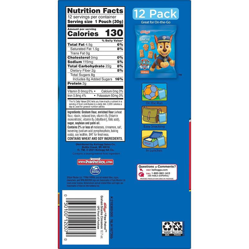 slide 10 of 11, Kellogg's Snacks Paw Patrol Grahams Snack Pack - 12.7oz/12ct, 12.7 oz, 12 ct