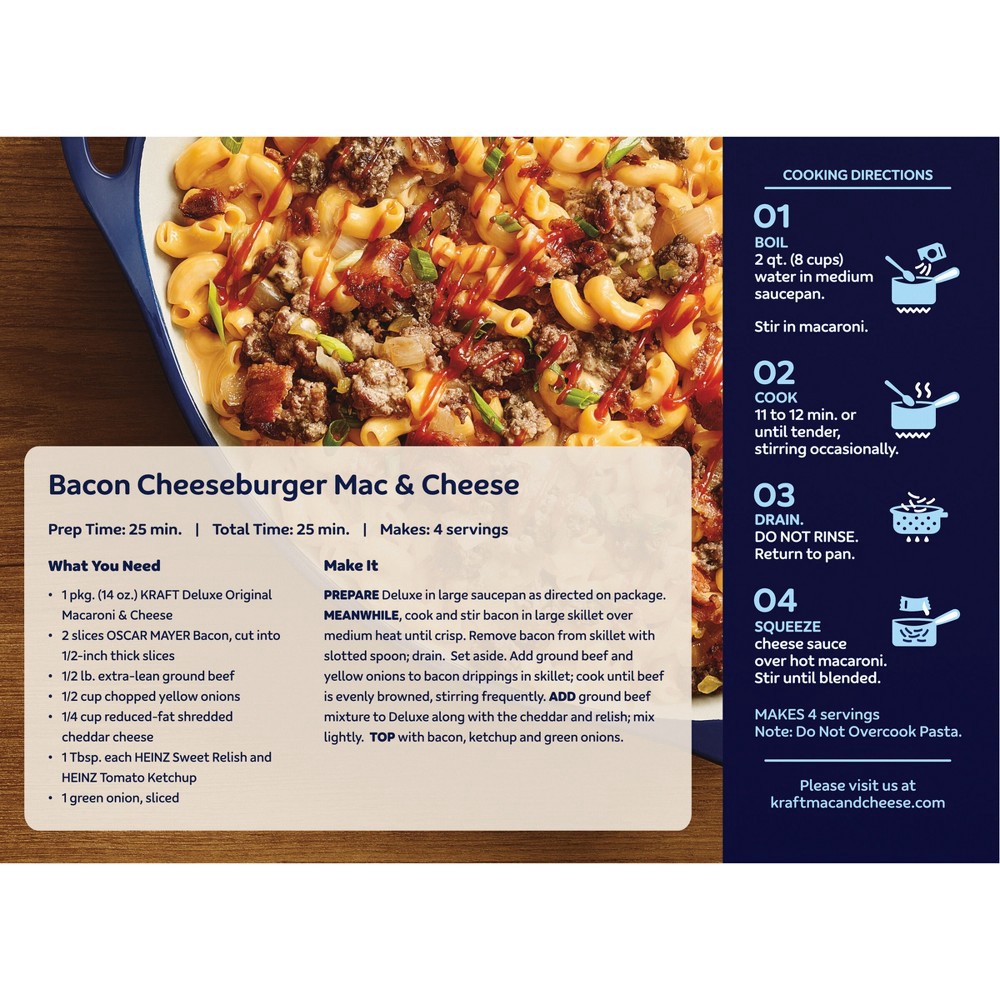 slide 13 of 15, Kraft Deluxe Original Macaroni & Cheese Dinner Pack, 42 oz