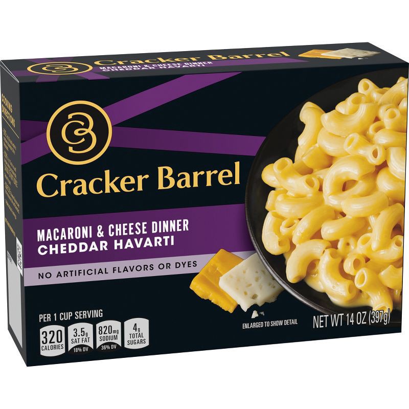 slide 9 of 12, Cracker Barrel Cheddar Havarti Mac and Cheese Dinner - 14oz, 14 oz