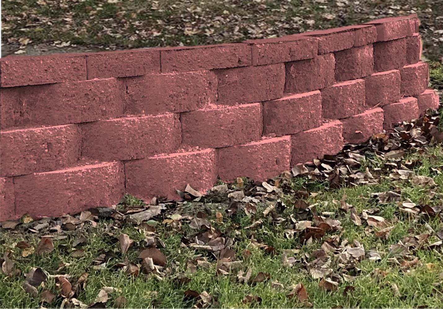 slide 5 of 5, 4-in H x 11.5-in L x 7.5-in D Red Concrete Retaining wall block, 1 ct