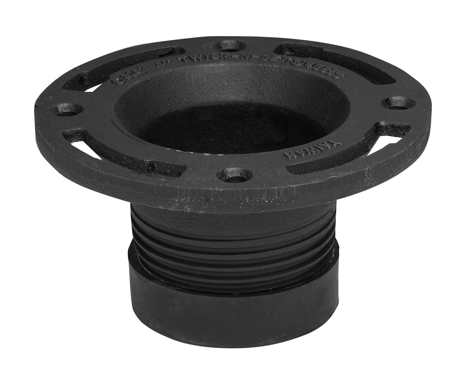 slide 1 of 6, Oatey Twist-N-Set 3.268-in Black Cast Iron Toilet flange, 1 ct