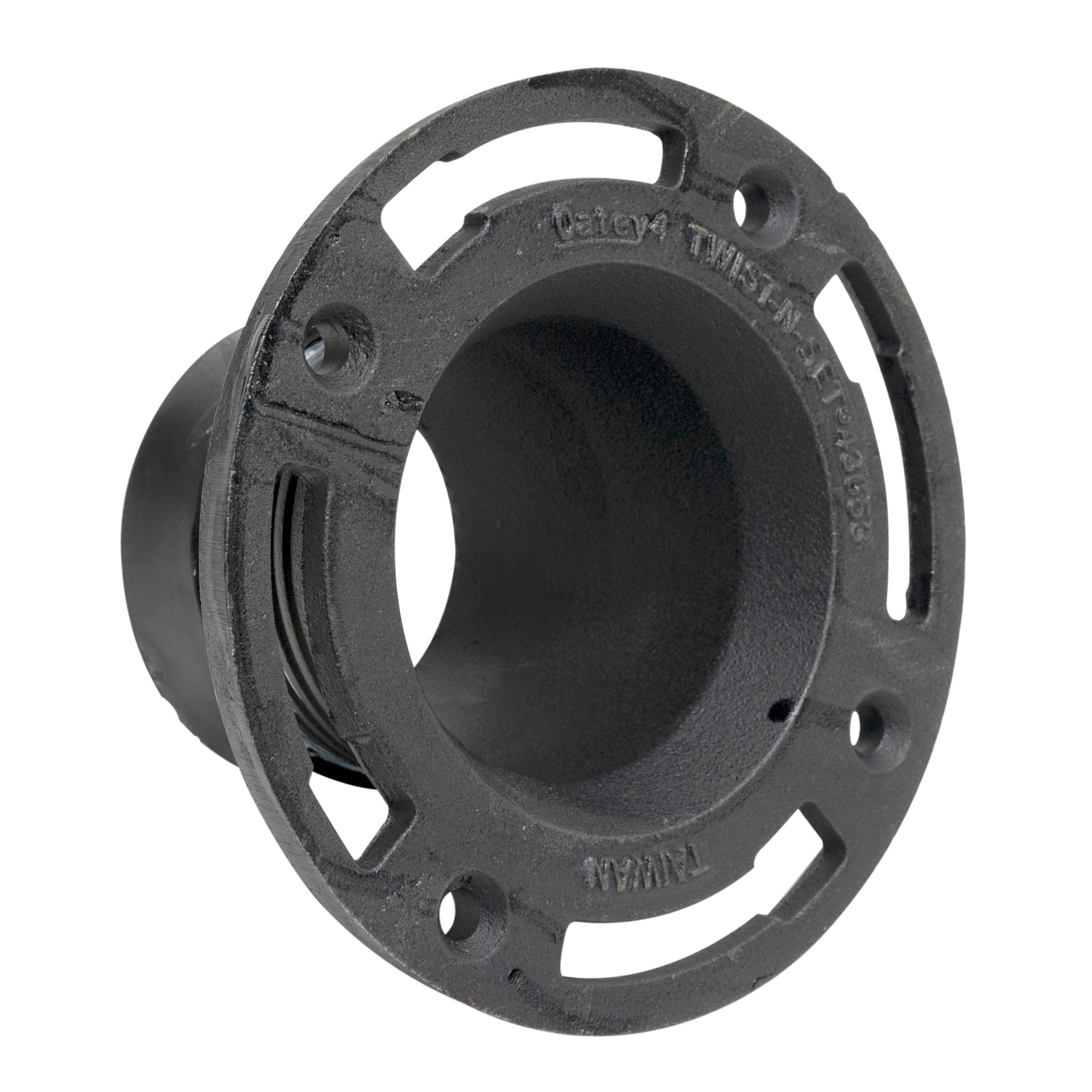 slide 3 of 6, Oatey Twist-N-Set 3.268-in Black Cast Iron Toilet flange, 1 ct