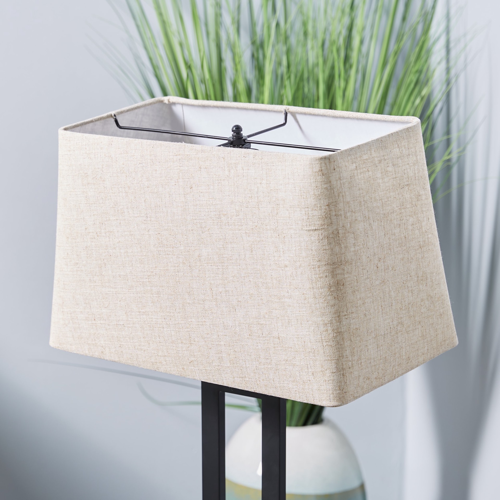 slide 2 of 6, allen + roth 10-in x 16-in Tan Linen Fabric Rectangle Lamp Shade, 1 ct