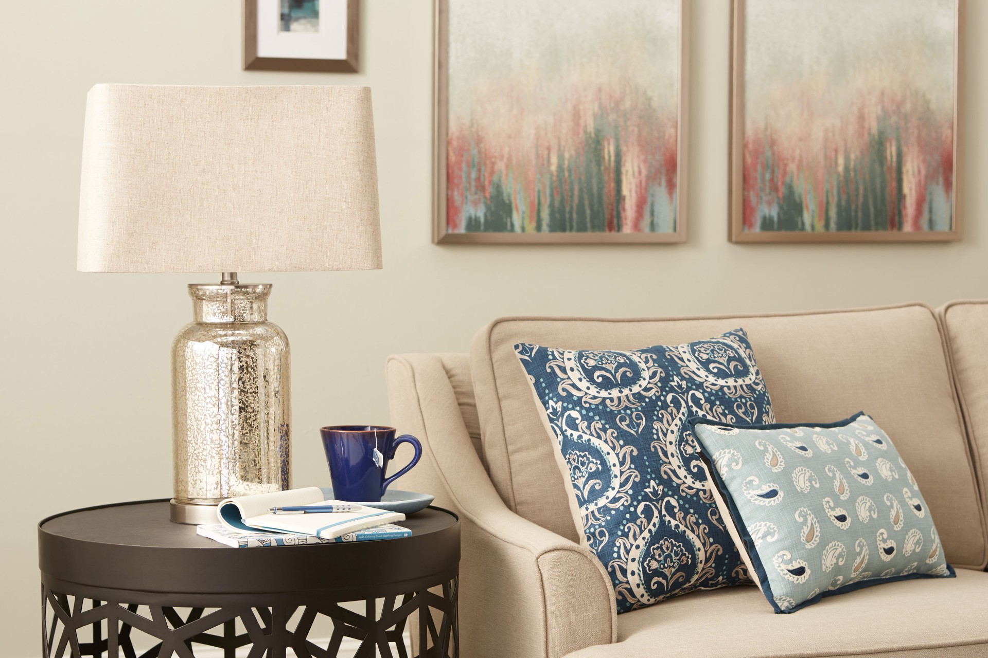 slide 3 of 6, allen + roth 10-in x 16-in Tan Linen Fabric Rectangle Lamp Shade, 1 ct