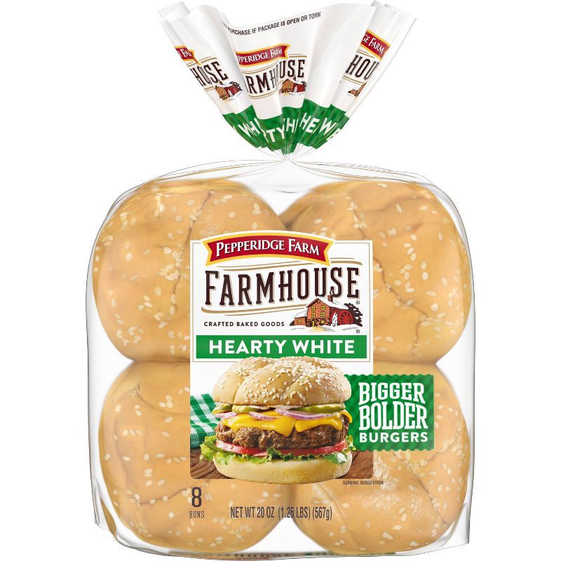 slide 1 of 8, Pepperidge Farm Farmhouse Hearty White Hamburger Buns - 20oz/8ct, 8 ct; 20 oz