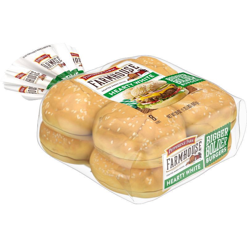 slide 7 of 8, Pepperidge Farm Farmhouse Hearty White Hamburger Buns - 20oz/8ct, 8 ct; 20 oz