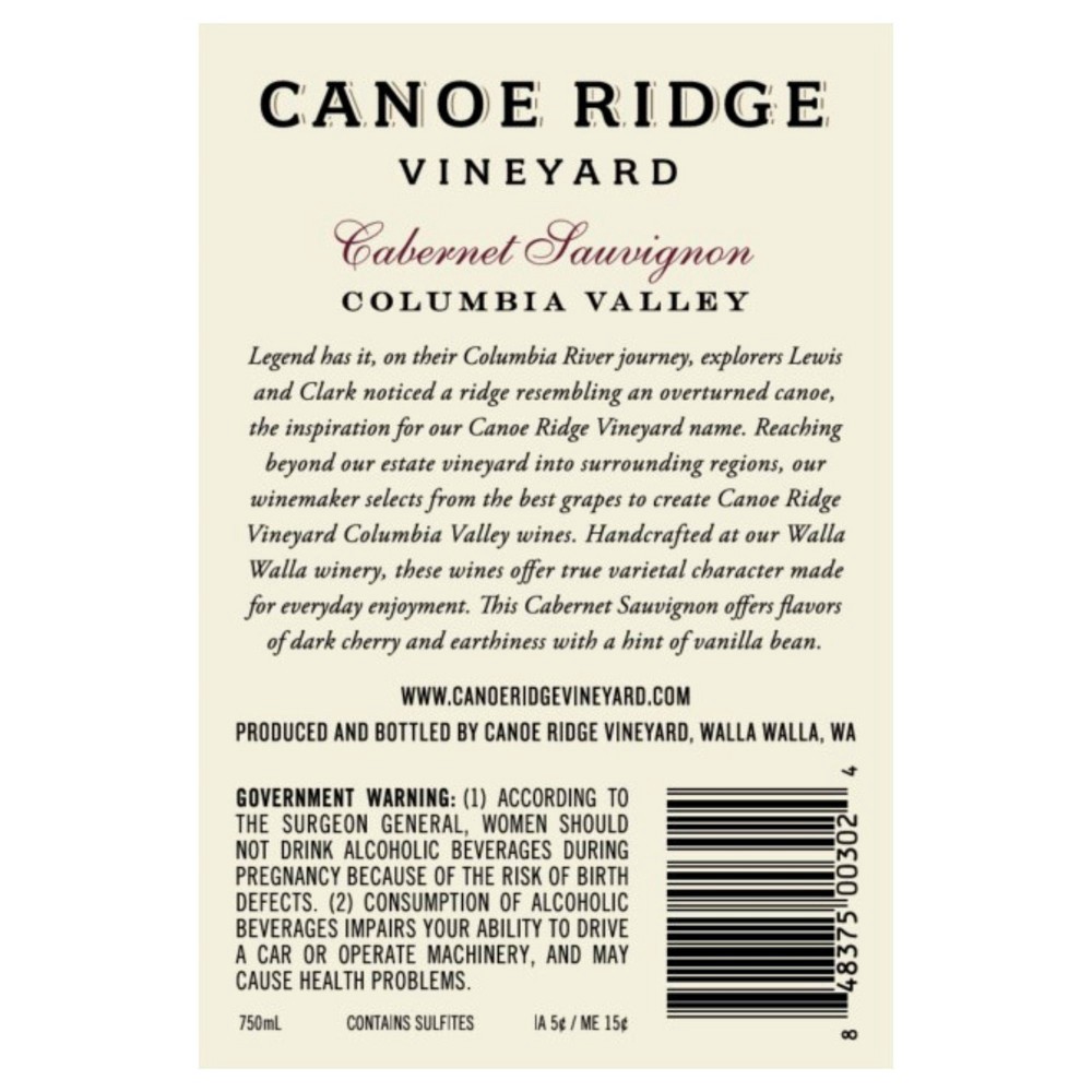 slide 4 of 4, Canoe Ridge Vineyard Canoe Ridge Cabernet Sauvignon Red Wine - 750ml Bottle, 750 ml