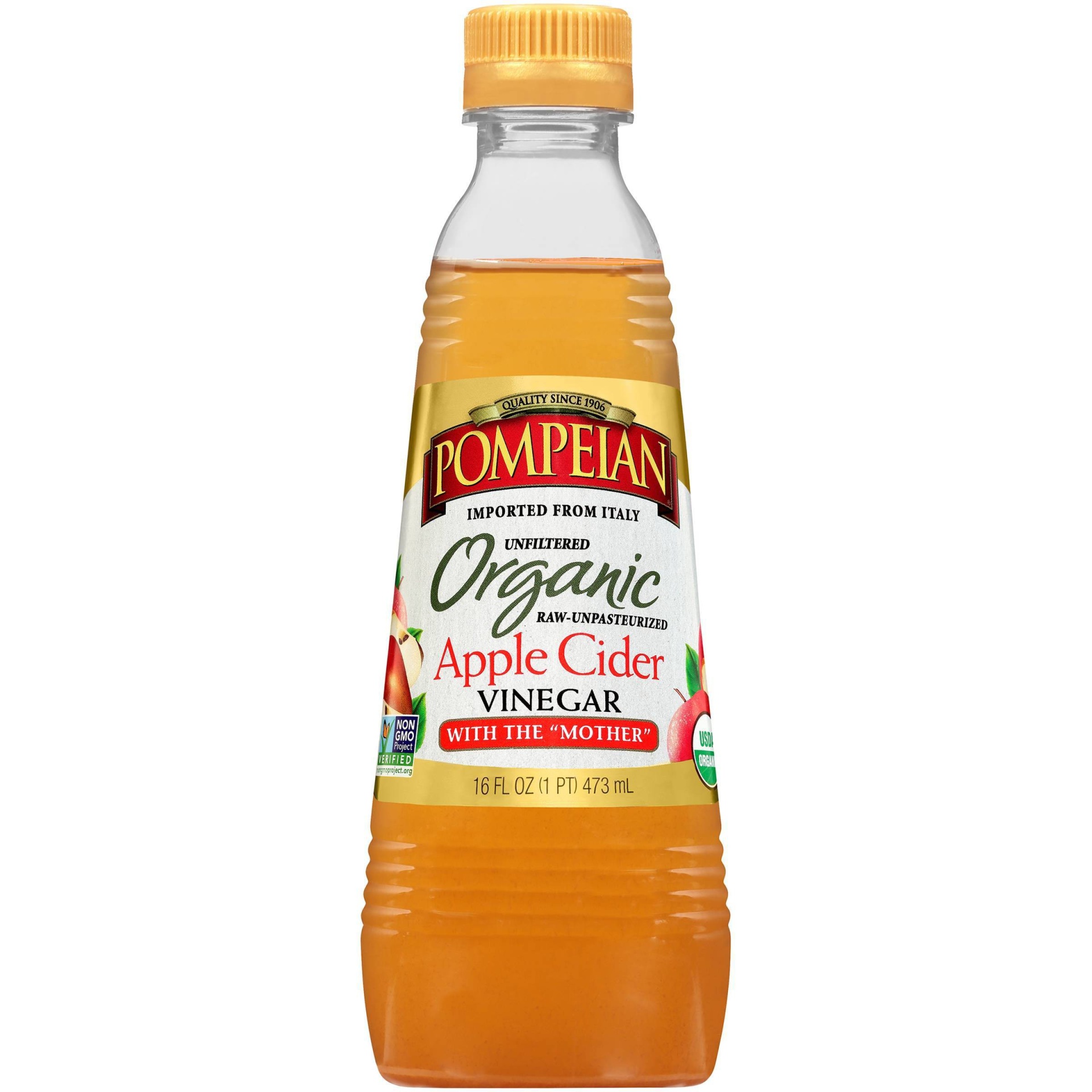 slide 1 of 7, Pompeian Organic Apple Cider Vinegar, 16 fl oz