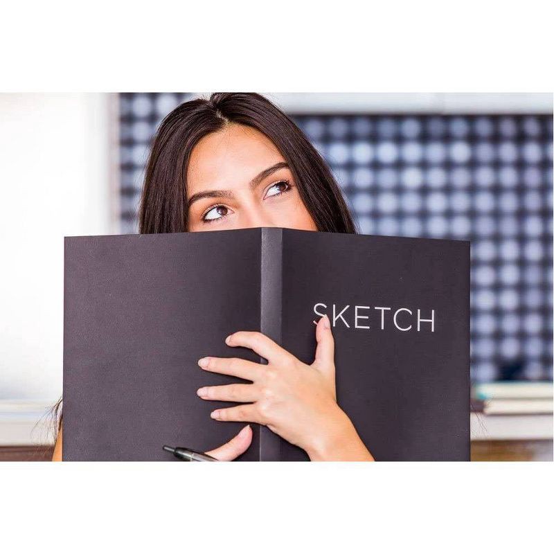slide 6 of 6, Blank Sketchbook 8"x 11.41" Black- Piccadilly: Lay-Flat, Flexible Cover, 240 Pages, Multicolor, Plain Paper, All Ages, 1 ct
