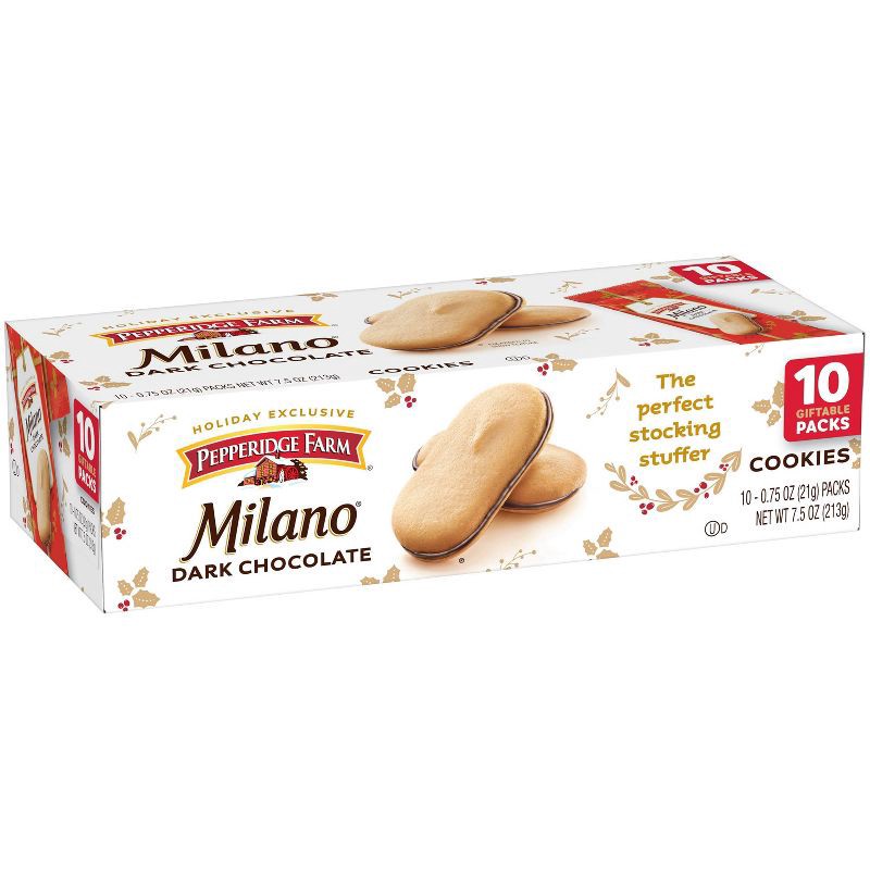 slide 4 of 7, Pepperidge Farm Milano Dark Chocolate Cookies Snack Pack - 7.5oz/10ct, 7.5 oz, 10 ct