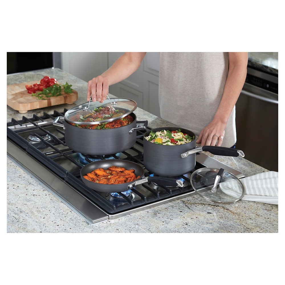 slide 6 of 6, Select by Calphalon 8pc Hard-Anodized Non-Stick Cookware Set, 8 ct