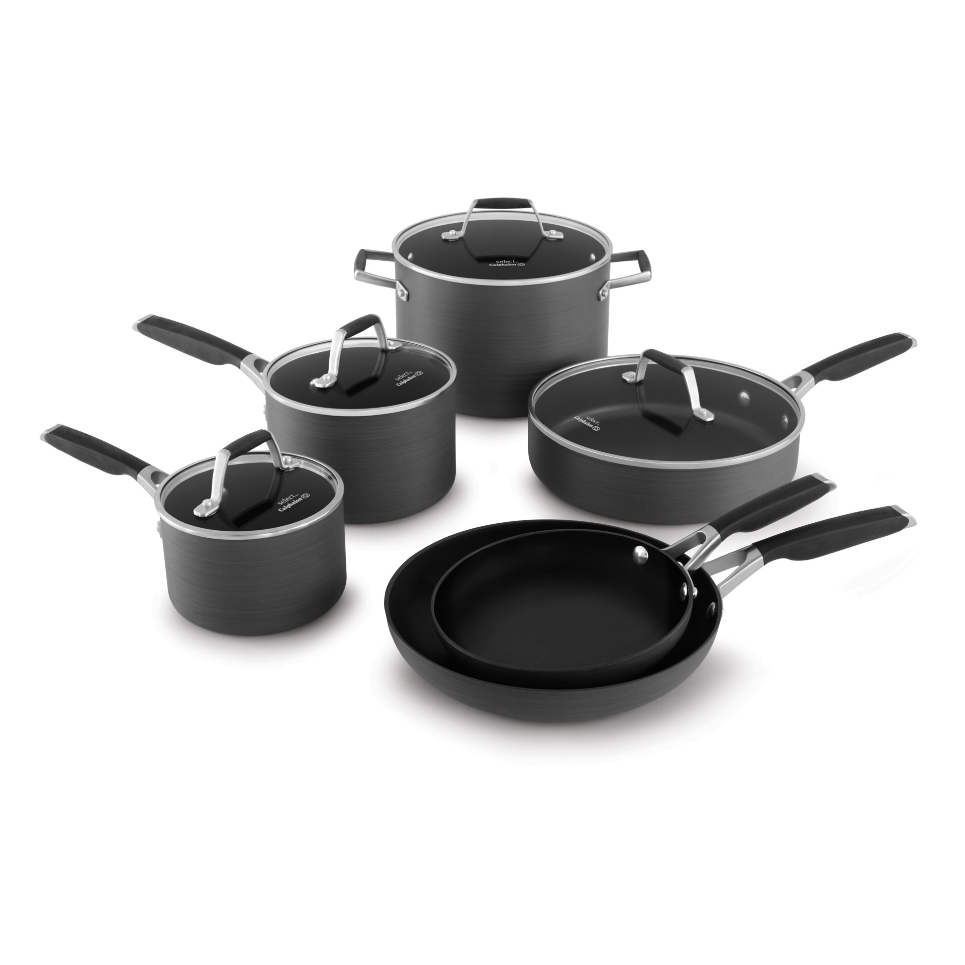 slide 1 of 7, Select by Calphalon 10pc Hard-Anodized Non-Stick Cookware Set, 10 ct