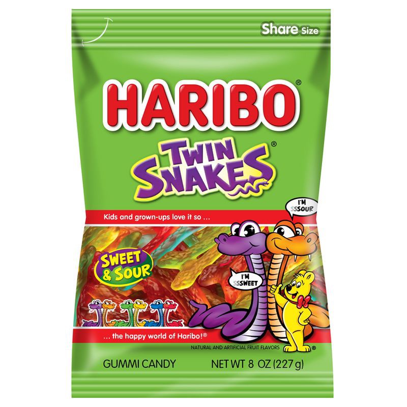 slide 1 of 4, HARIBO Twin Snakes Gummy Candy - 8oz, 8 oz