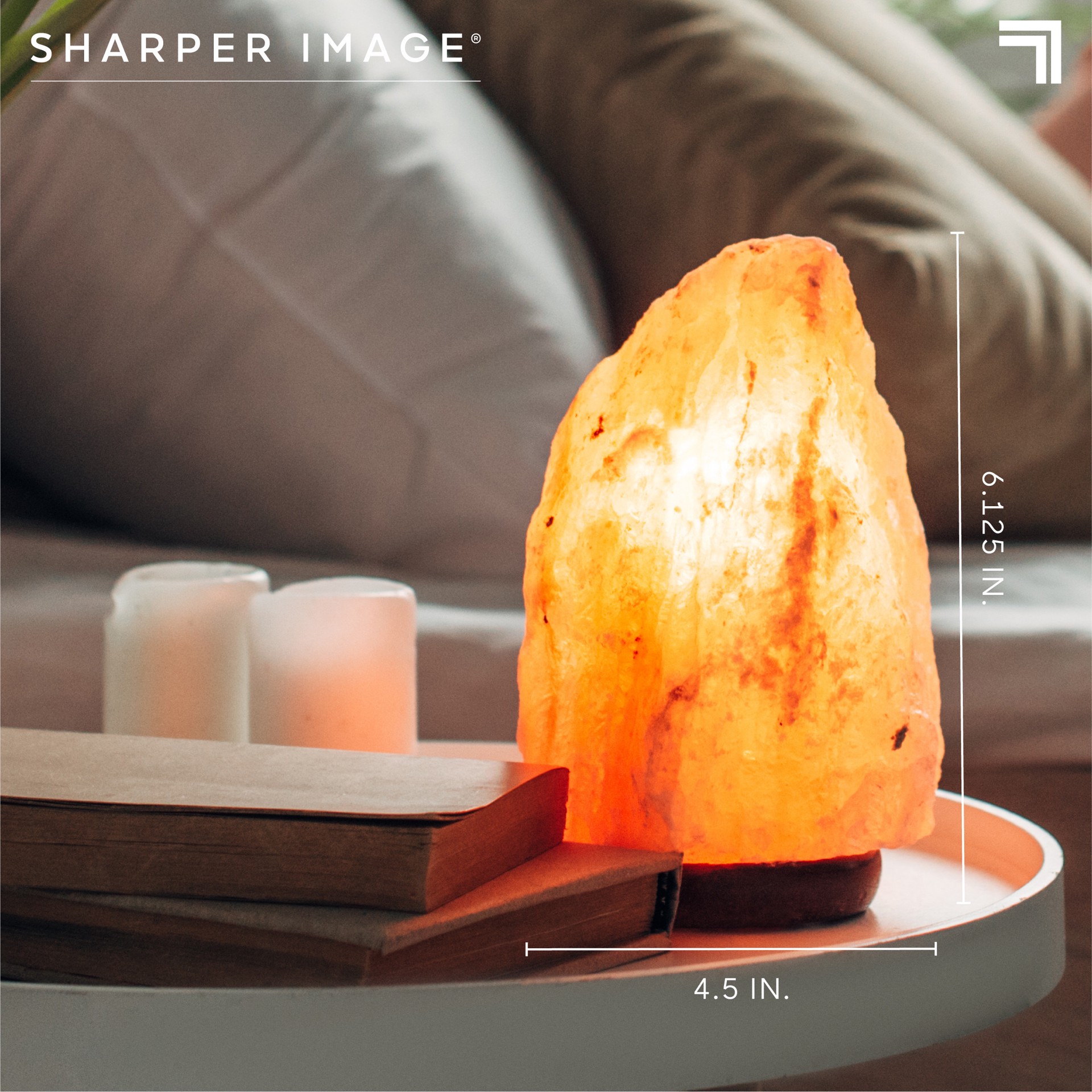 slide 4 of 8, Sharper Image Himalayan Salt Crystal LED Color Changing Lamp, Natural & Anti-Microbial, A Relaxing Accent for the Home/Office, Emits Negative Ions for Air Cleaning/Purifying, Wood Base with USB, 1 ct