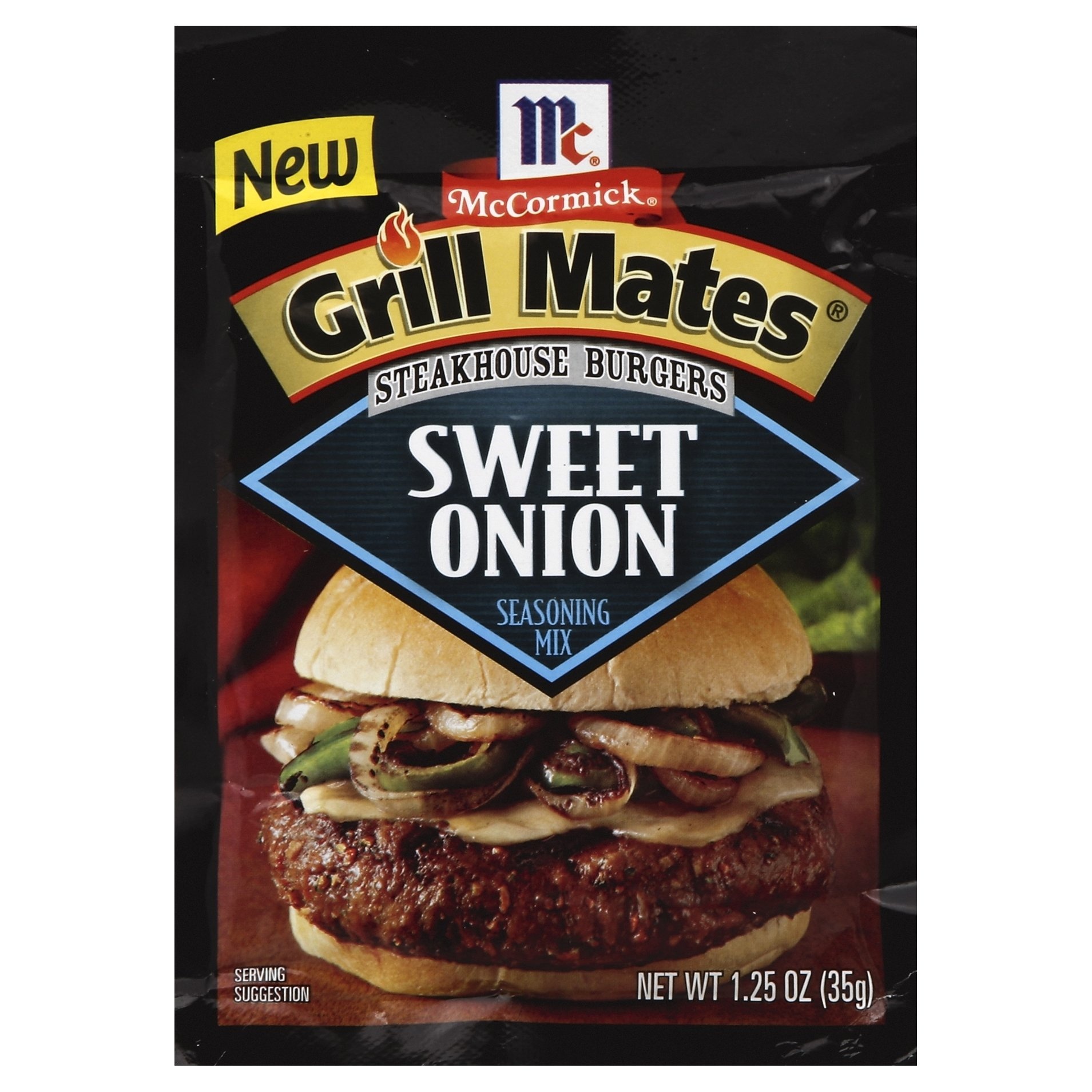 slide 1 of 6, McCormick Grill Mates Steakhouse Burgers Sweet Onion Seasoning Mix, 1.25 oz