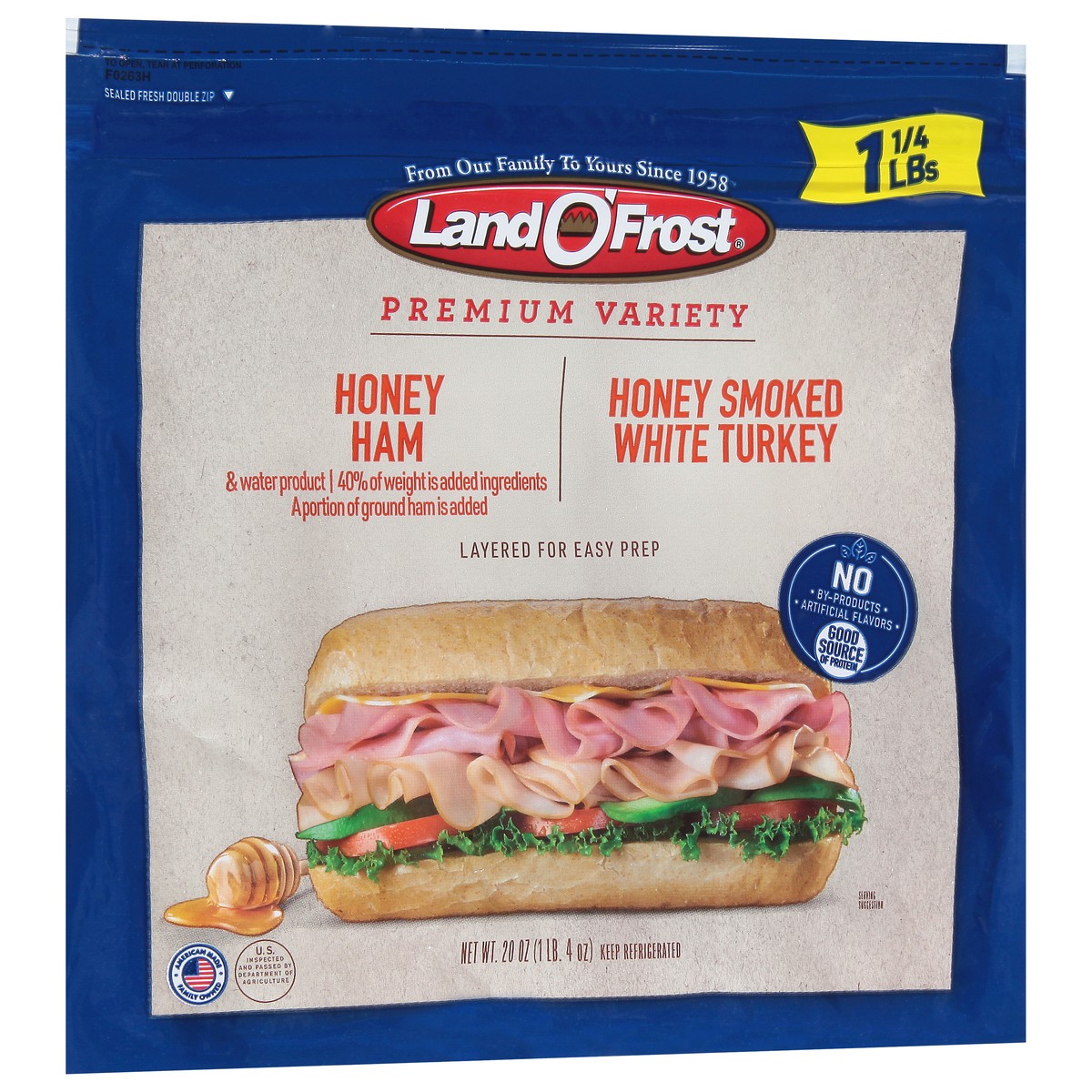 slide 2 of 9, Land O' Frost Honey Ham & Turkey Sub Sandwich Kit, 20 oz