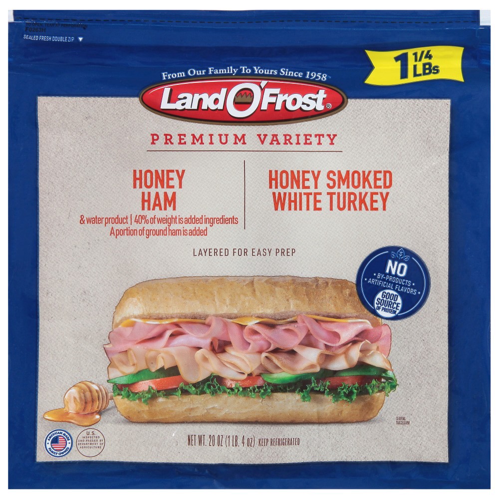 slide 1 of 9, Land O' Frost Honey Ham & Turkey Sub Sandwich Kit, 20 oz
