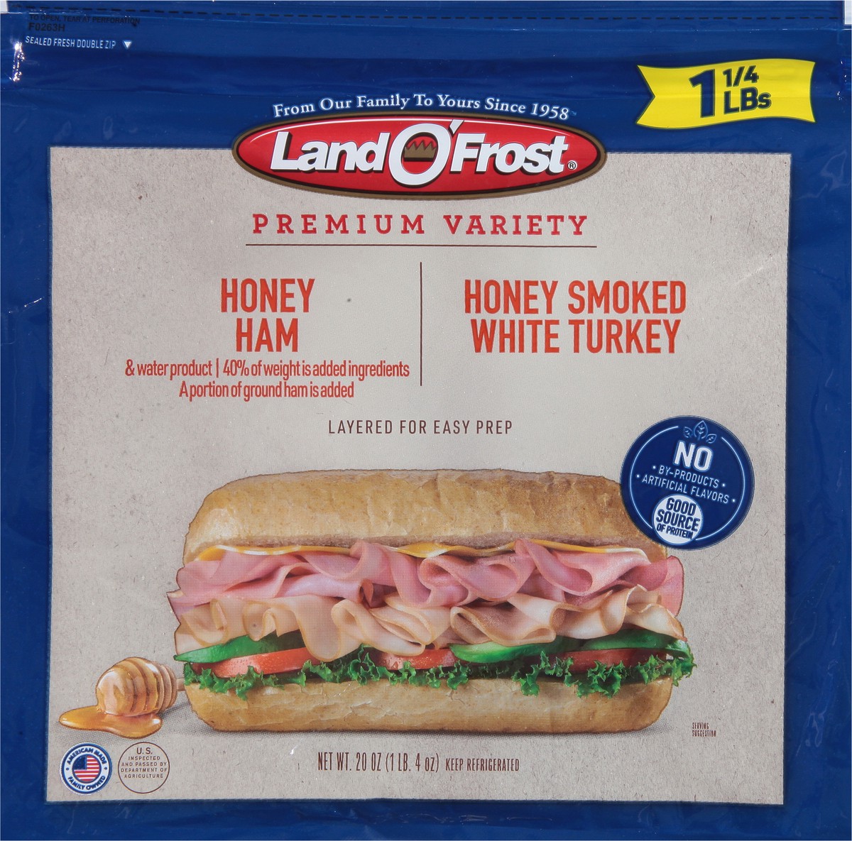 slide 7 of 9, Land O' Frost Honey Ham & Turkey Sub Sandwich Kit, 20 oz
