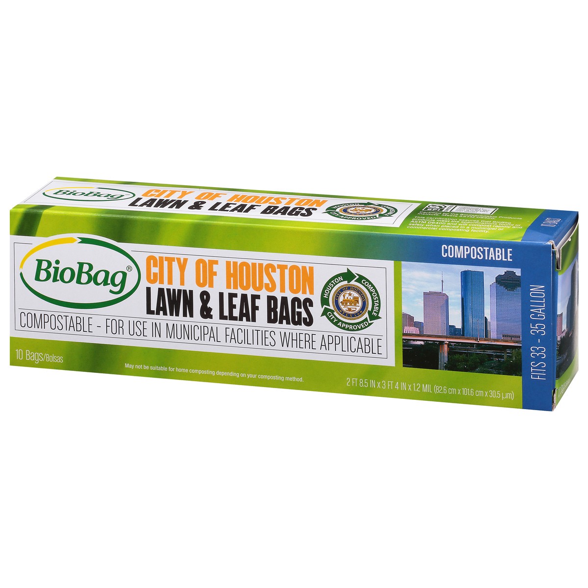 slide 7 of 9, BioBag 35 Gallon City of Houston Compostable Lawn & Leaf Bags 10 ea, 10 ct; 33 gal