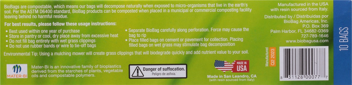 slide 6 of 9, BioBag 35 Gallon City of Houston Compostable Lawn & Leaf Bags 10 ea, 10 ct; 33 gal