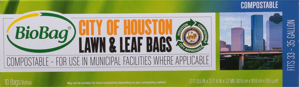 slide 3 of 9, BioBag 35 Gallon City of Houston Compostable Lawn & Leaf Bags 10 ea, 10 ct; 33 gal