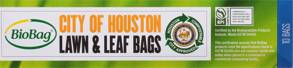 slide 9 of 9, BioBag 35 Gallon City of Houston Compostable Lawn & Leaf Bags 10 ea, 10 ct; 33 gal