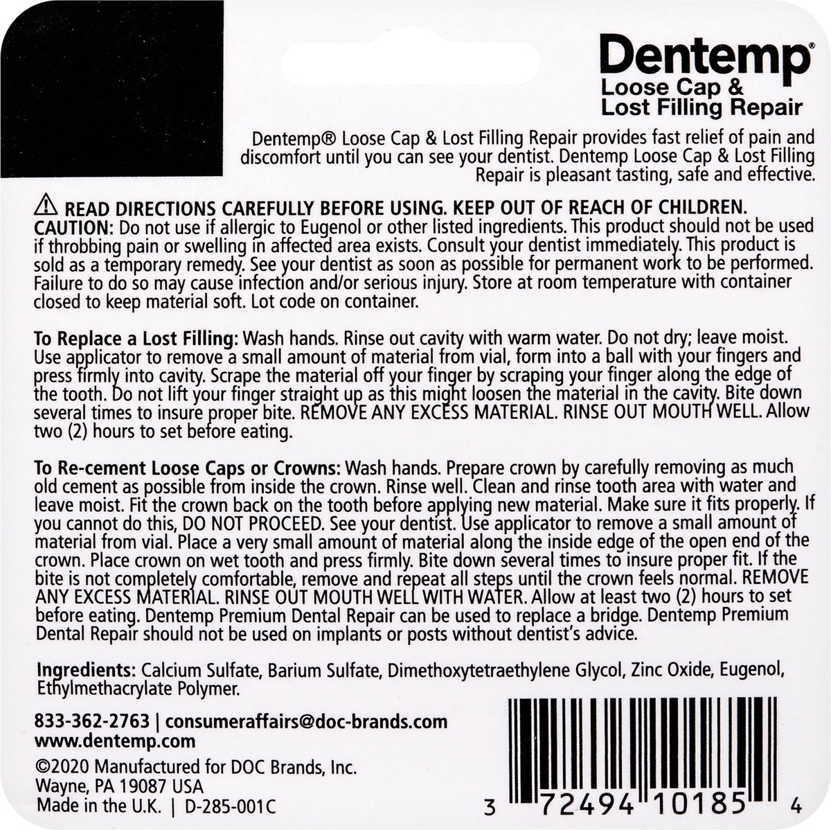 slide 2 of 7, Dentemp Loose Cap & Lost Filling Repair Cement, 2.2 gram