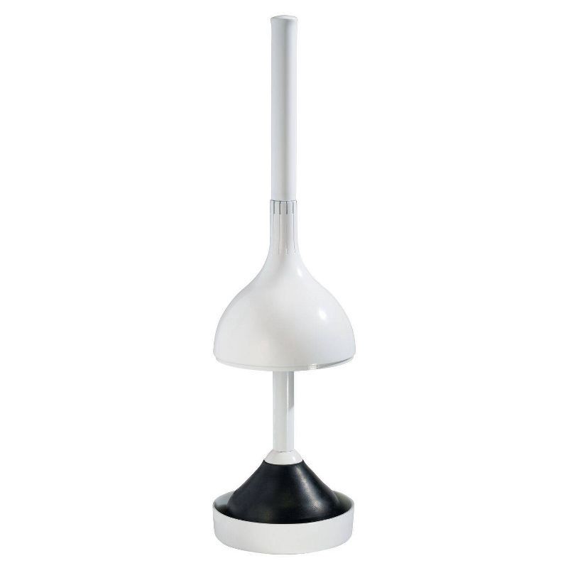 slide 2 of 3, iDESIGN Una Plunger and Storage White: Rubber Material, 21.5" Height, No Battery Needed, 5.75" Depth, 1 ct