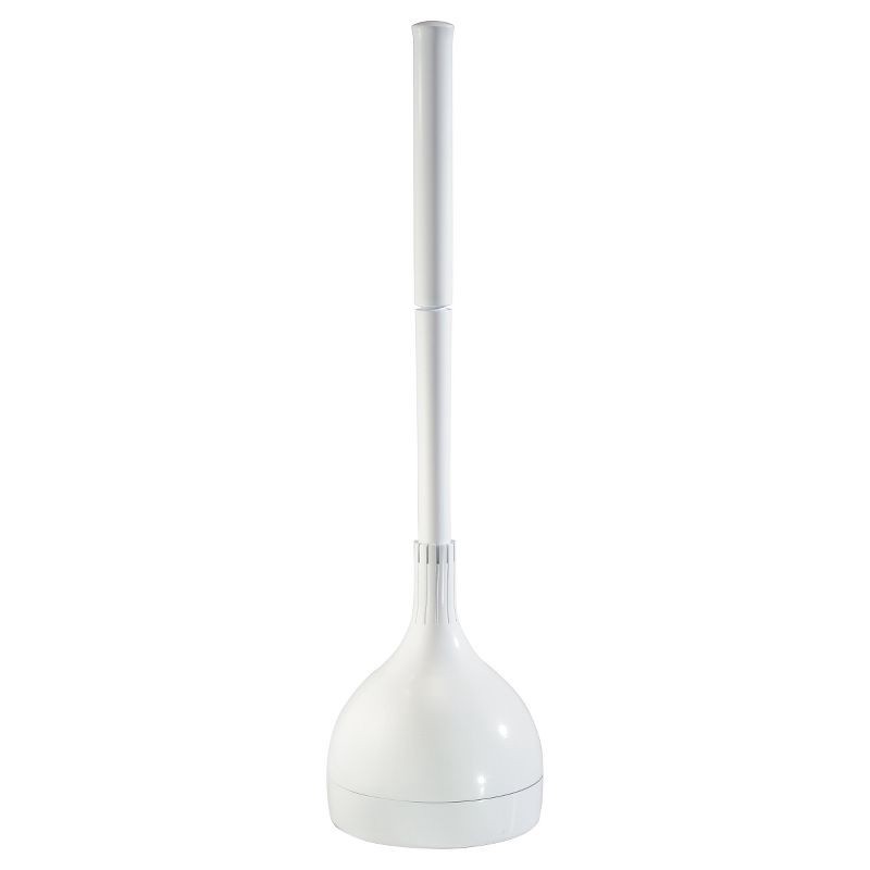 slide 1 of 3, iDESIGN Una Plunger and Storage White: Rubber Material, 21.5" Height, No Battery Needed, 5.75" Depth, 1 ct